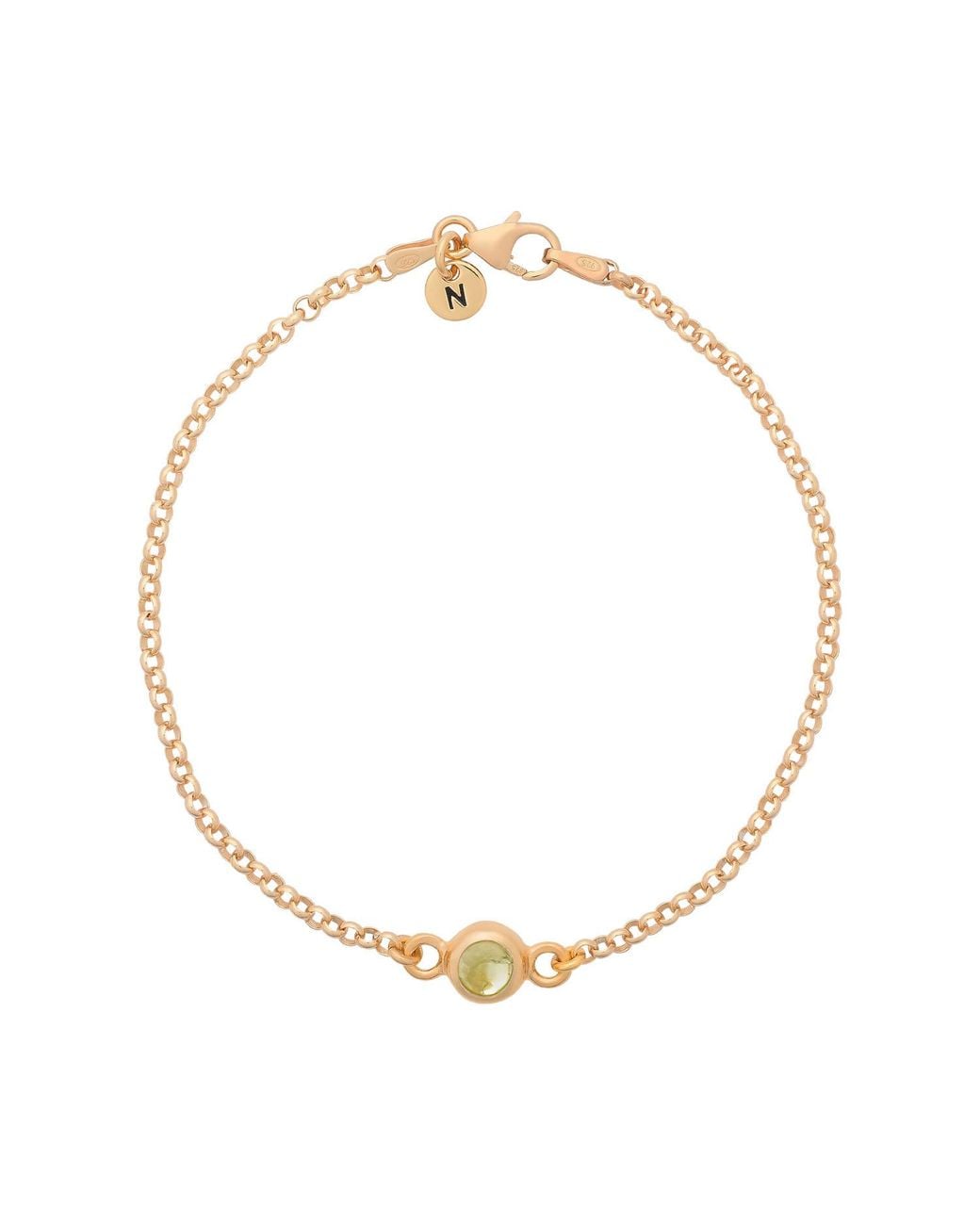 Nellou Jewellery Metallic Peridot Birthstone Gem Dot Bracelet Plated Sterling- August