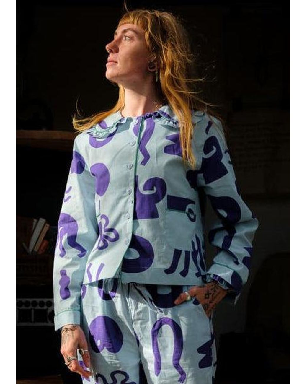 Wild Clouds Blue Organic Cotton Pyjama Shirt