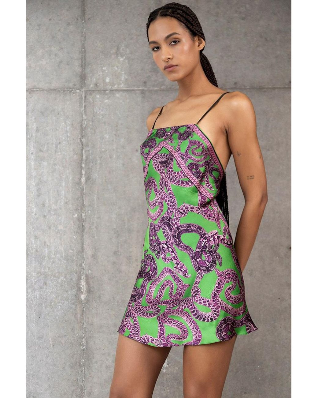 Monzlapur New York Purple Silk Snake Scarf Dress
