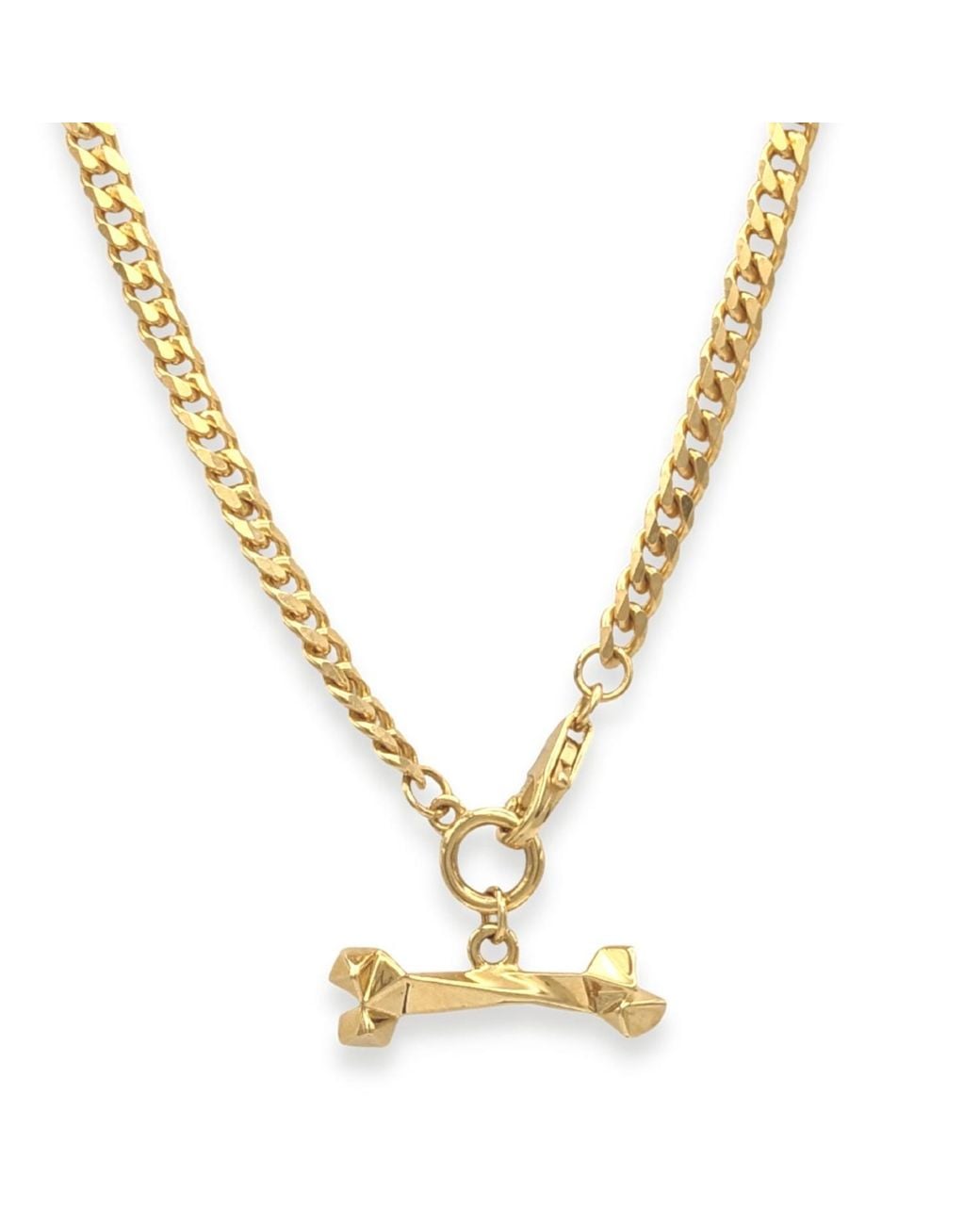 Frenvyrn Metallic Mars 18K Vermeil Cuban Chain Necklace With Dog Bone for men