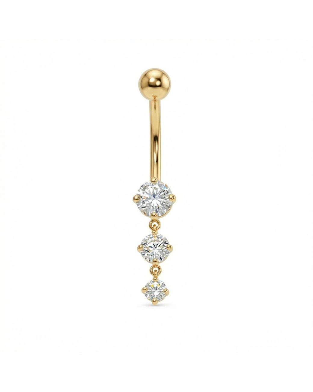 Zahav Jewelry Metallic 10K Solid 14G Cz Dangle Belly Button Ring