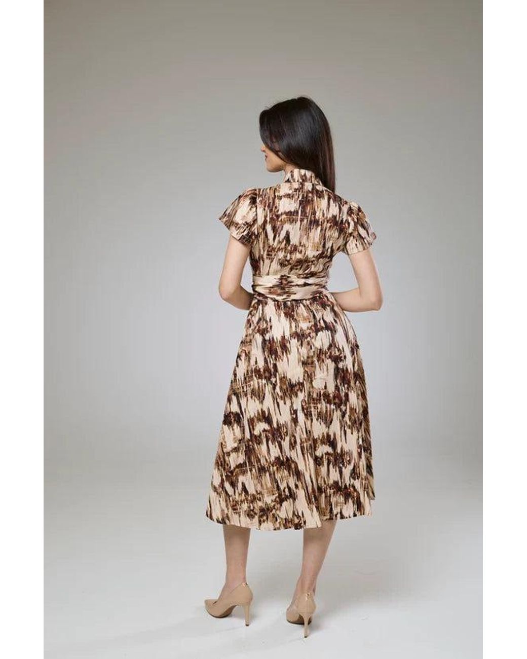 Lioness by Tf Brown Desert Safari Short Sleeve Shirt Dress