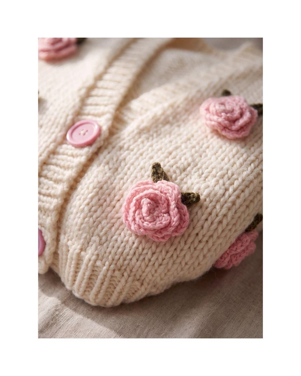 Ana Chic Pink Neutrals Rose Handmade Knitted Cardigan