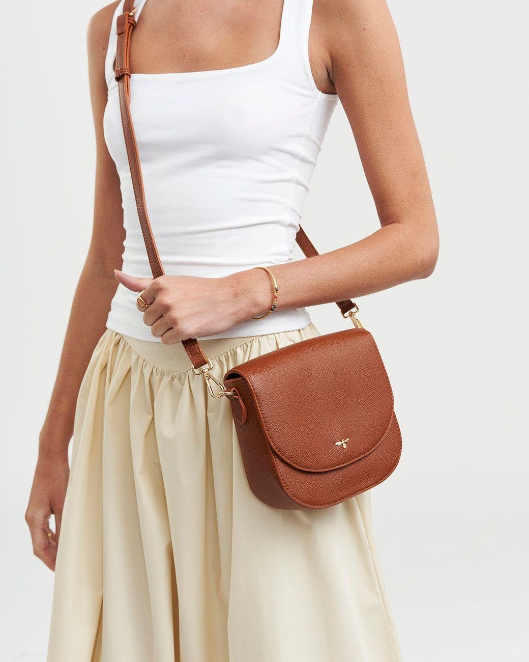 Fable England Brown Beth Saddle Crossbody Bag