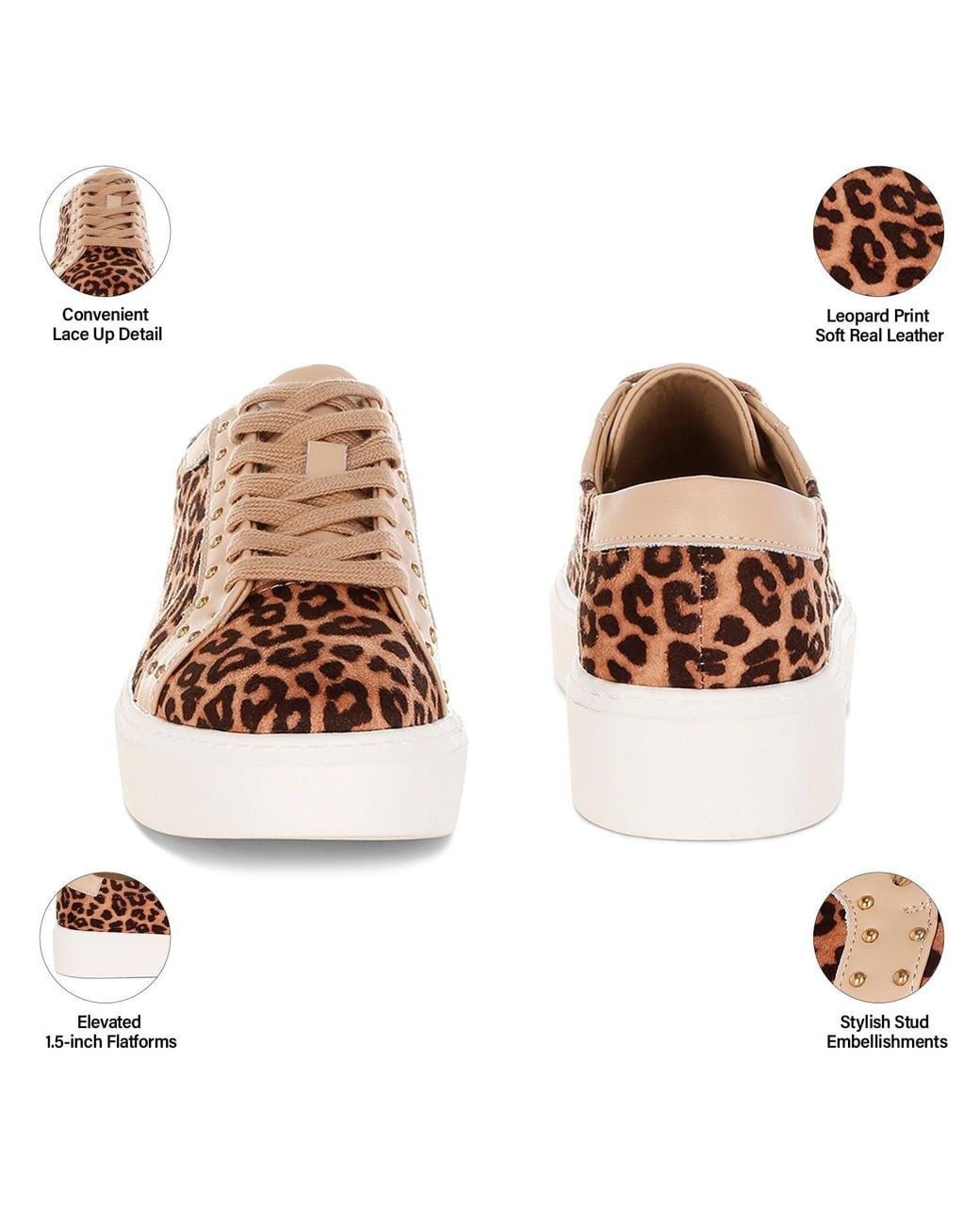Rag & Co Brown Flippin Studded Leopard Print Chunky Sneakers