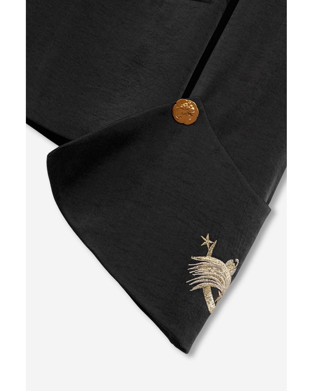 Nocturne Black Embroidery Detail Stand Collar Jacket
