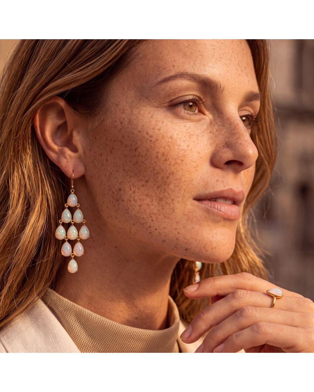 Latelita London Metallic Erviola Gemstone Cascade Earrings Opal