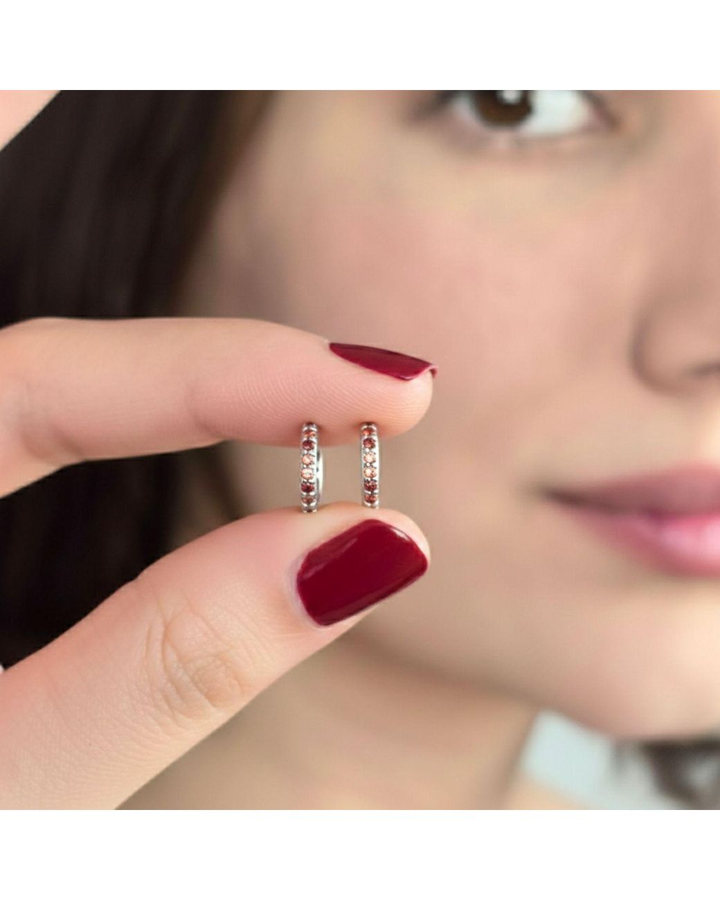 Sophelia Multicolor Garnet January Birthstone Small Huggie Hoops