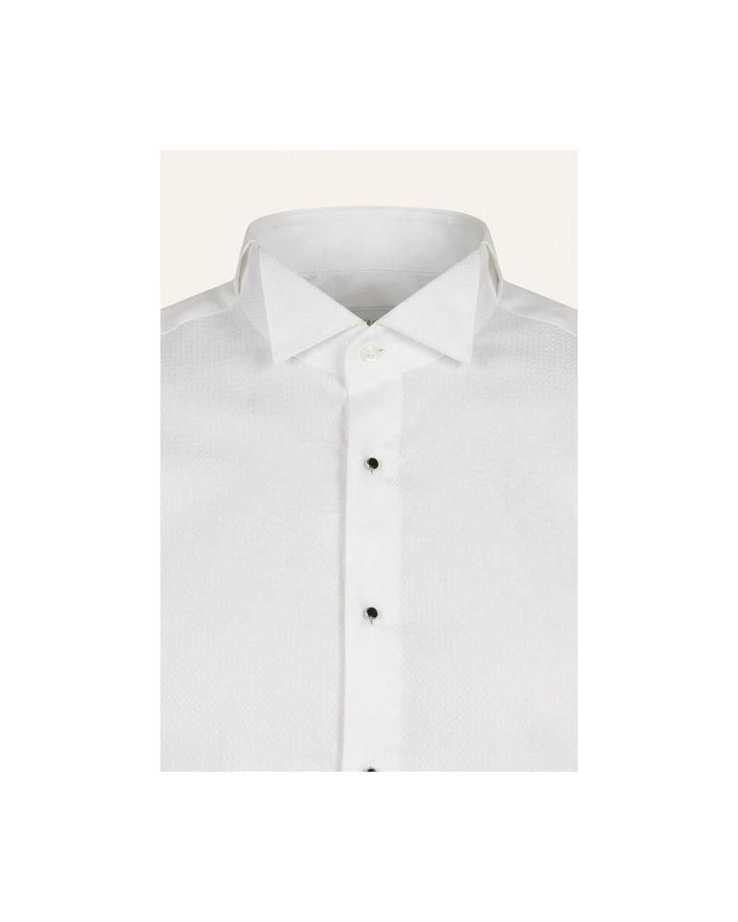 Ron Tomson White Wing Classical Top Front Stud Tuxedo Shirt for men