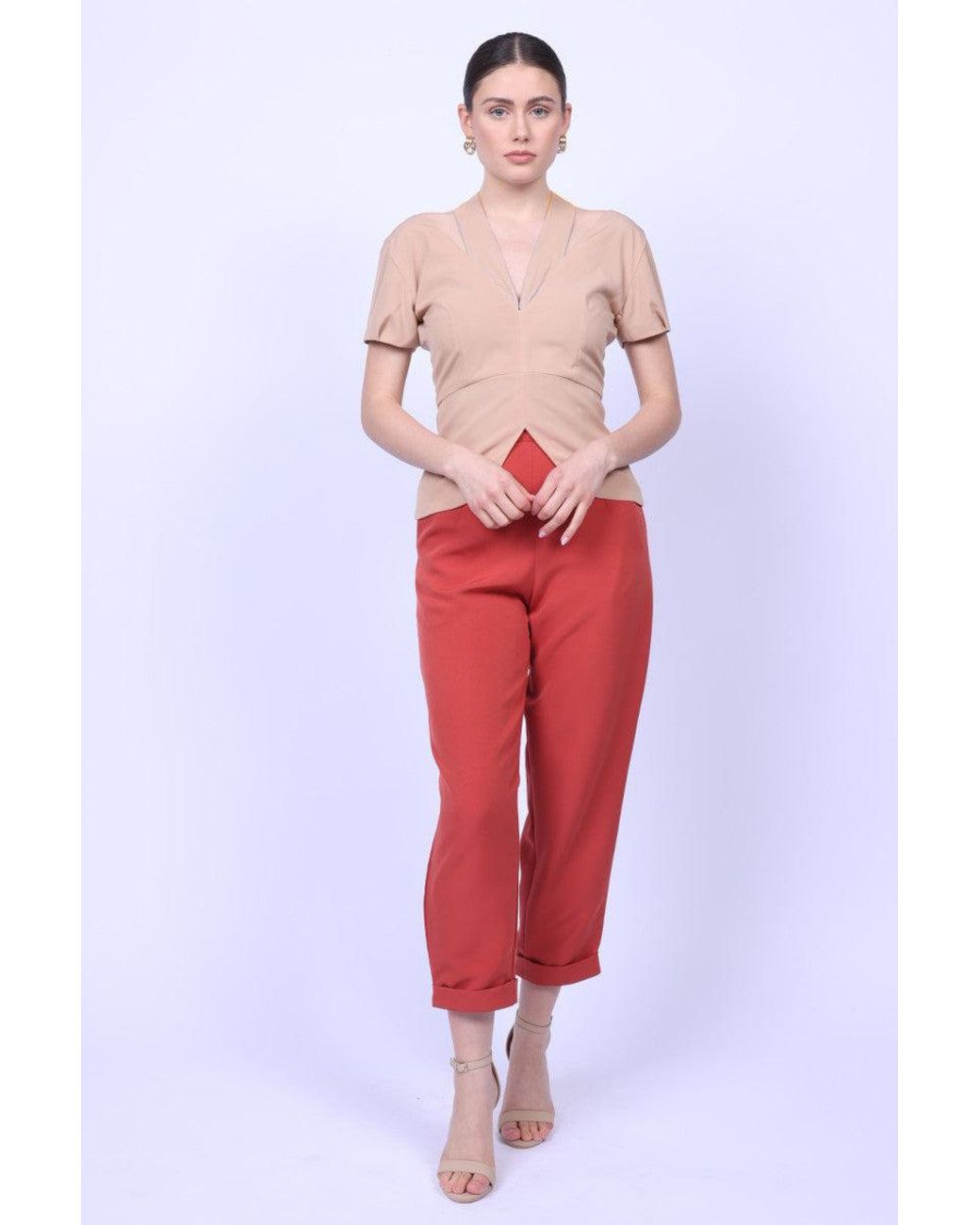 Mary Dickow Red Livia Pants-Burnt