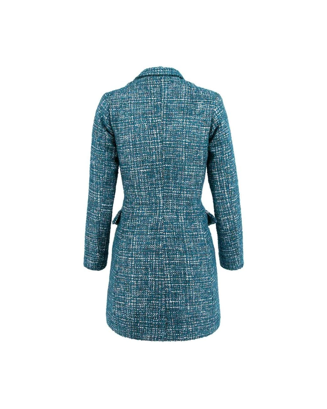 AVENUE No.29 Blue Double Breasted Boucle Blazer Dress