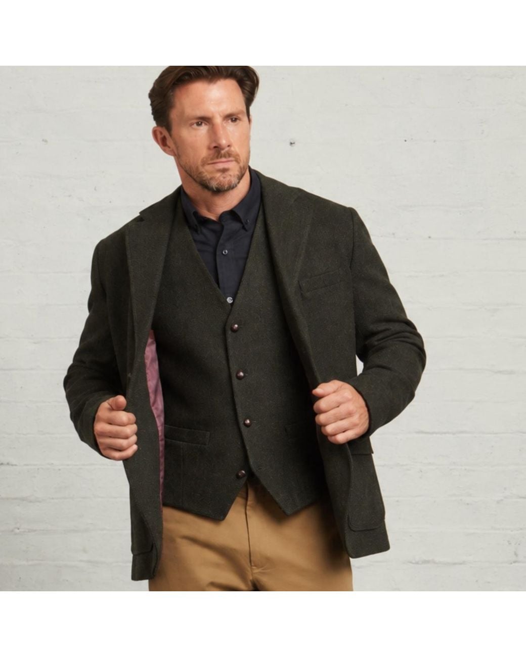 Guards London Black Lawrence Tweed Heritage Wool Blazer for men