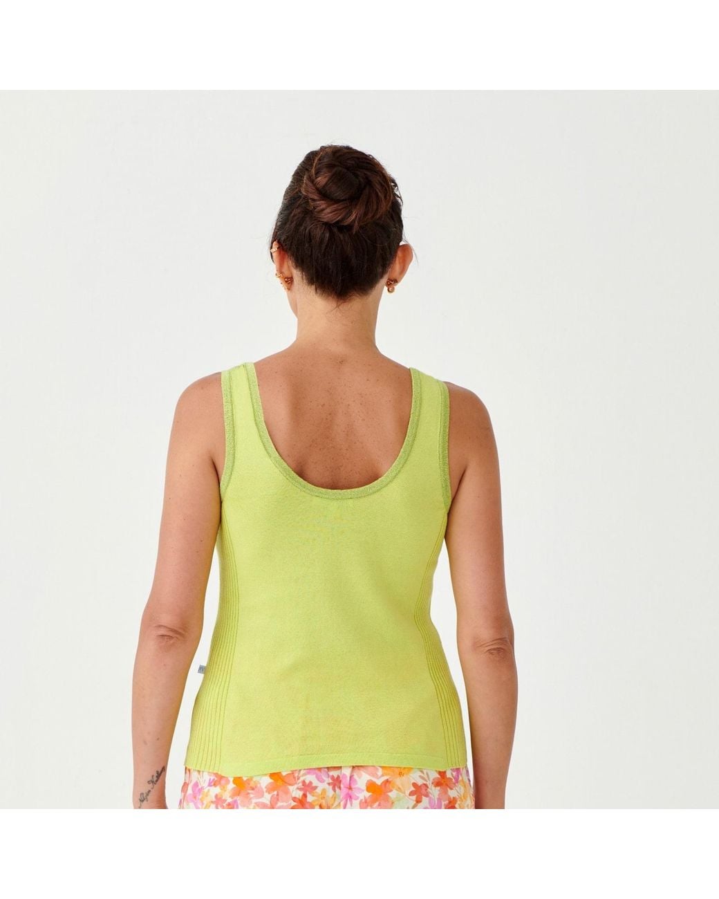 Perlavera Green Pompon Apple Knitted Singlet With Side Ribs