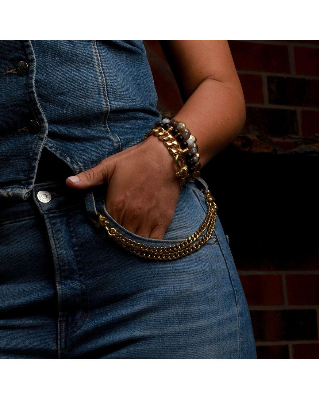 Rachel Nathan Metallic Belt Loop Chain Smoky
