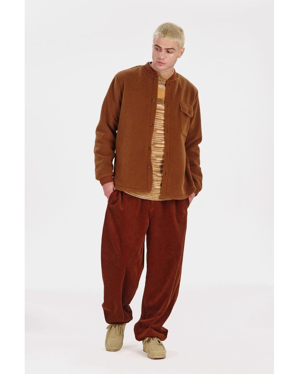 Komodo Brown Cole Recycled Fleece Overshirt for men