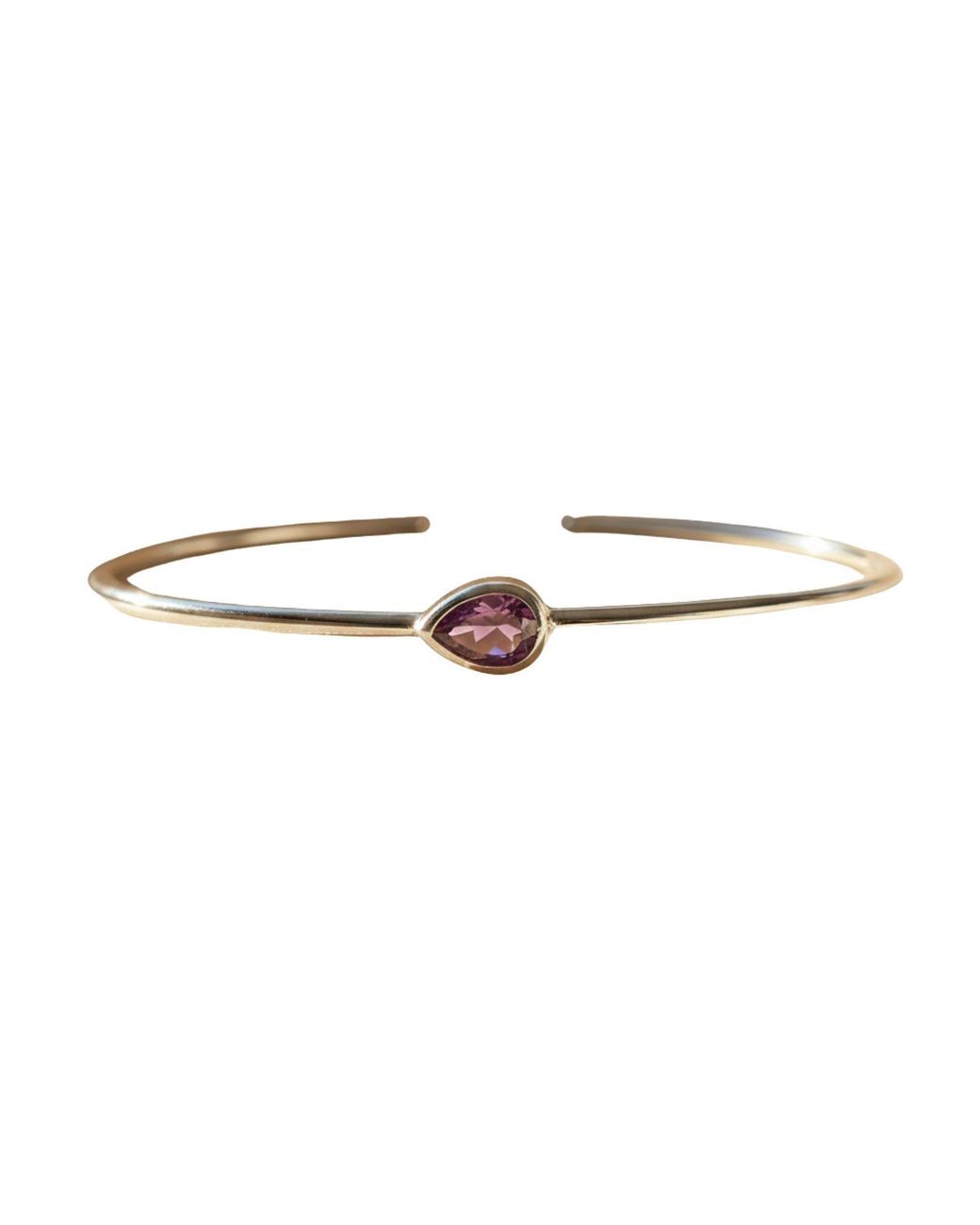 Sophelia Metallic Minimalist Sterling Ruby July Birthstone Bangle Bracelet
