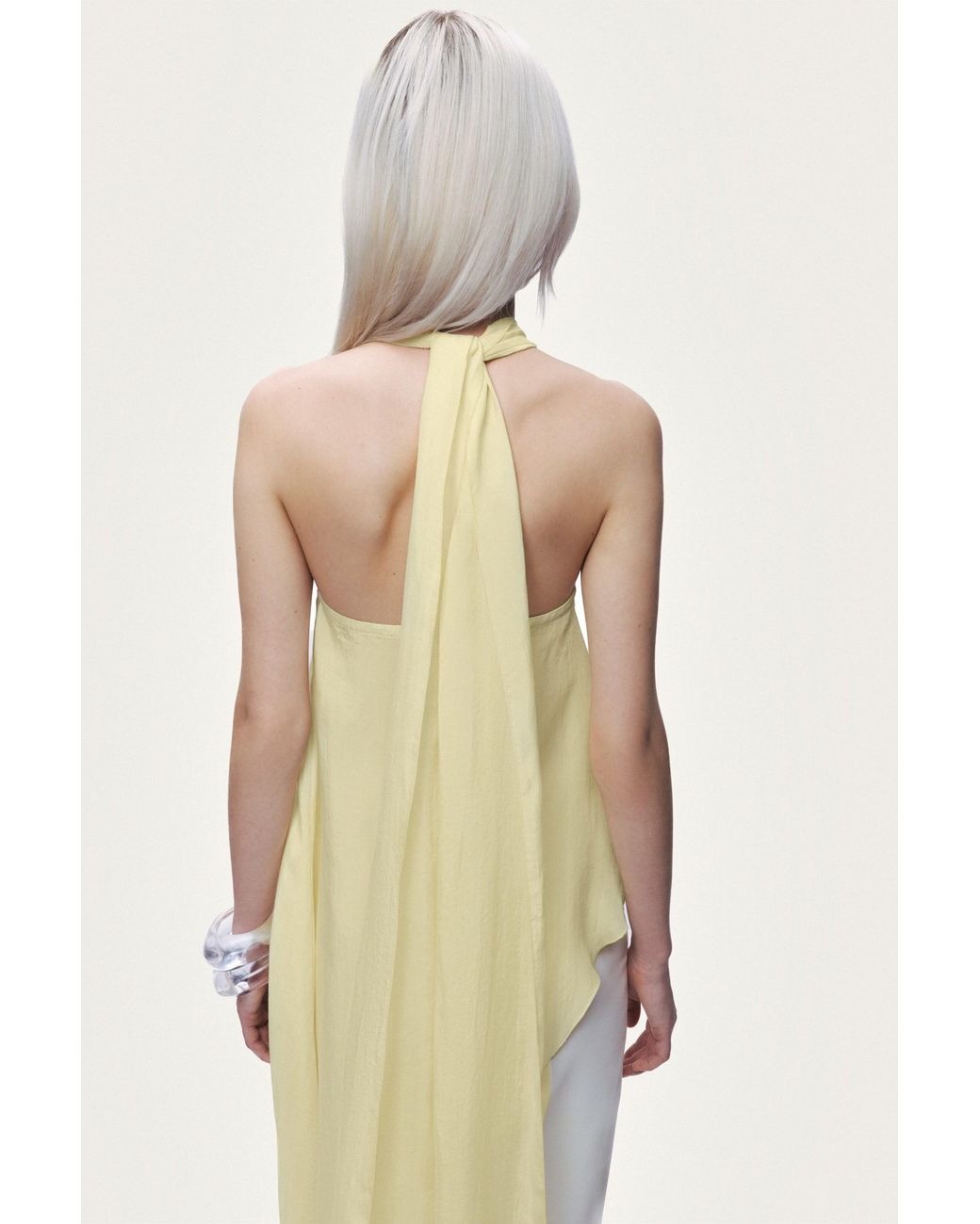 Nocturne Yellow Sleeveless Halter Blouse