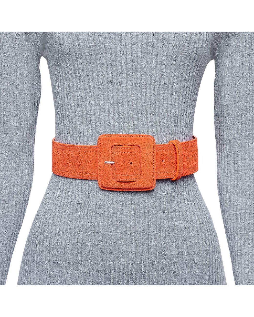 BeltBe Orange Suede Square Buckle Belt
