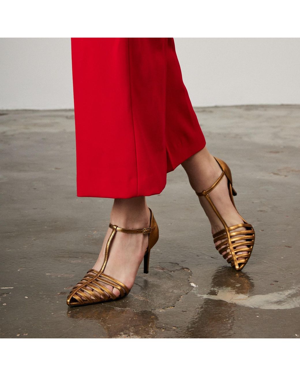 Rosamund Muir London Metallic Carlotta Cage Heels