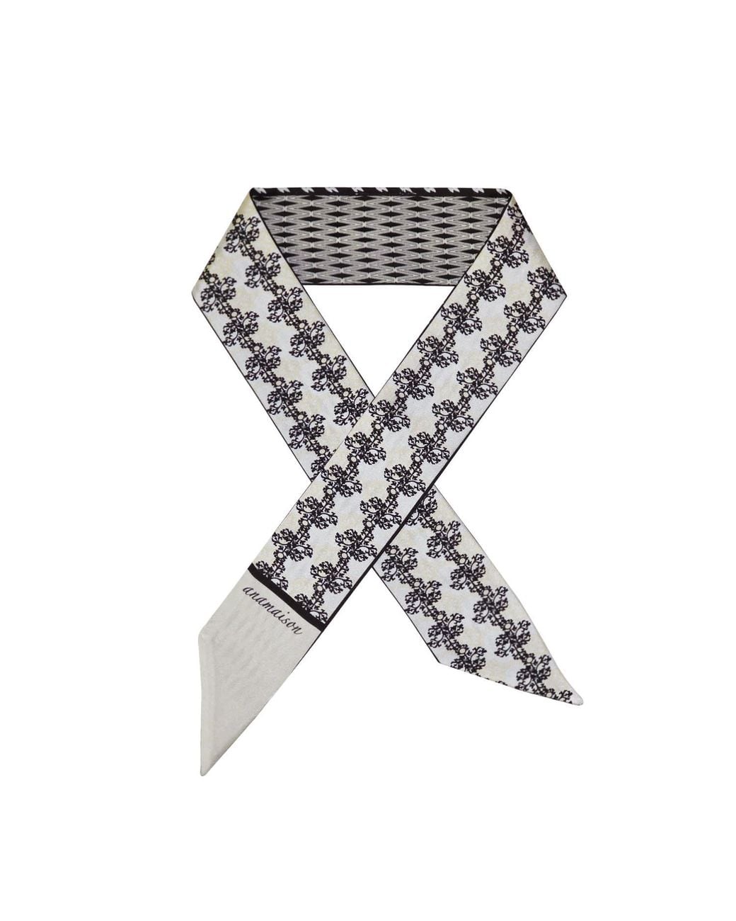 Ana Maison Gray Facet Silk Twilly Scarf