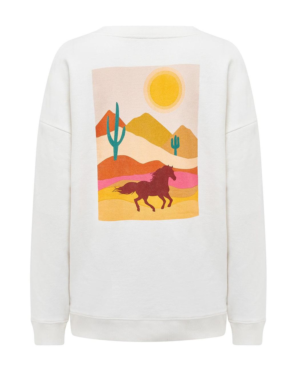 Sugarhill White Eadie Relaxed Sweatshirt Off, Horse Print & Embro
