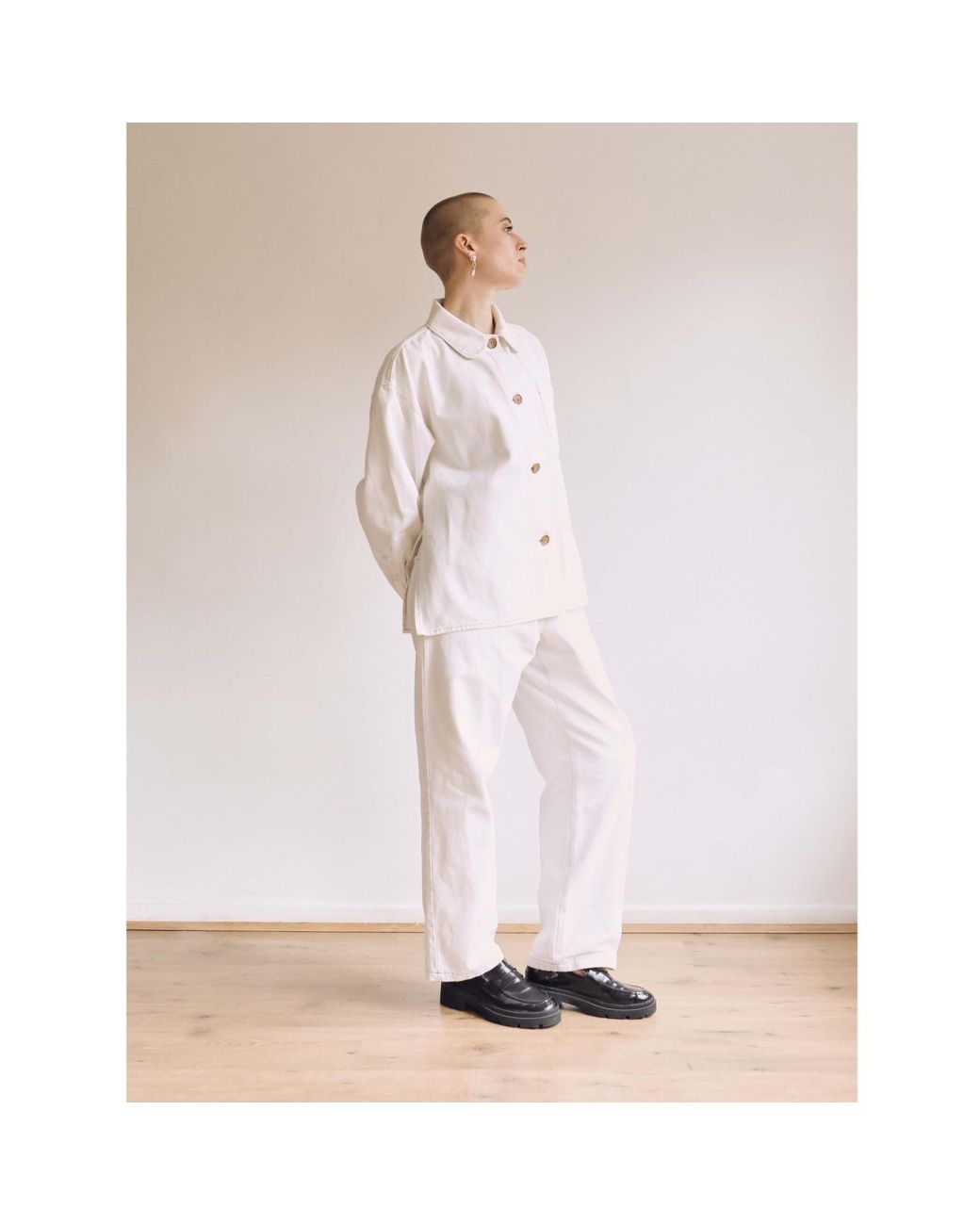 Heidi Stutt White Cotton-Canvas Shacket