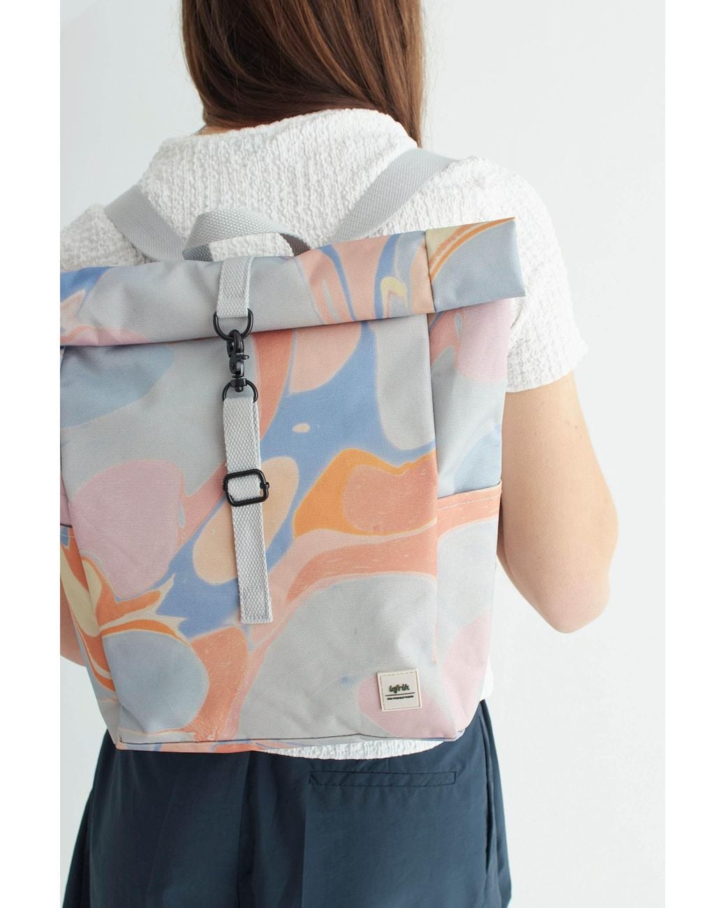 Lefrik White Roll Mini Backpack Marble
