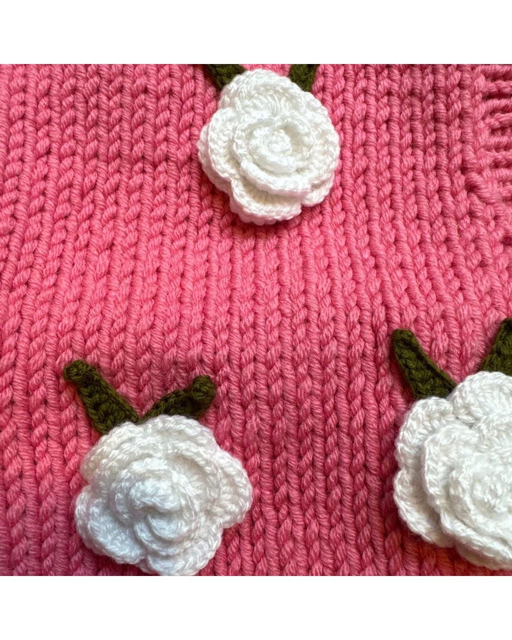 Ana Chic Red Rose Handmade Knitted Cardigan