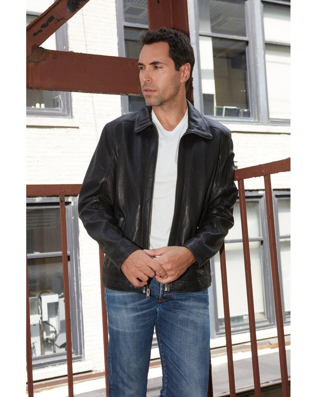 Mauritius Black Leather Jacket Thees for men