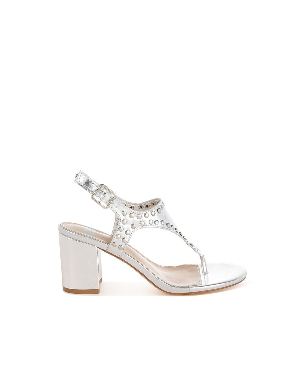 Rag & Co White Chan Metallic Studded Statement Heels