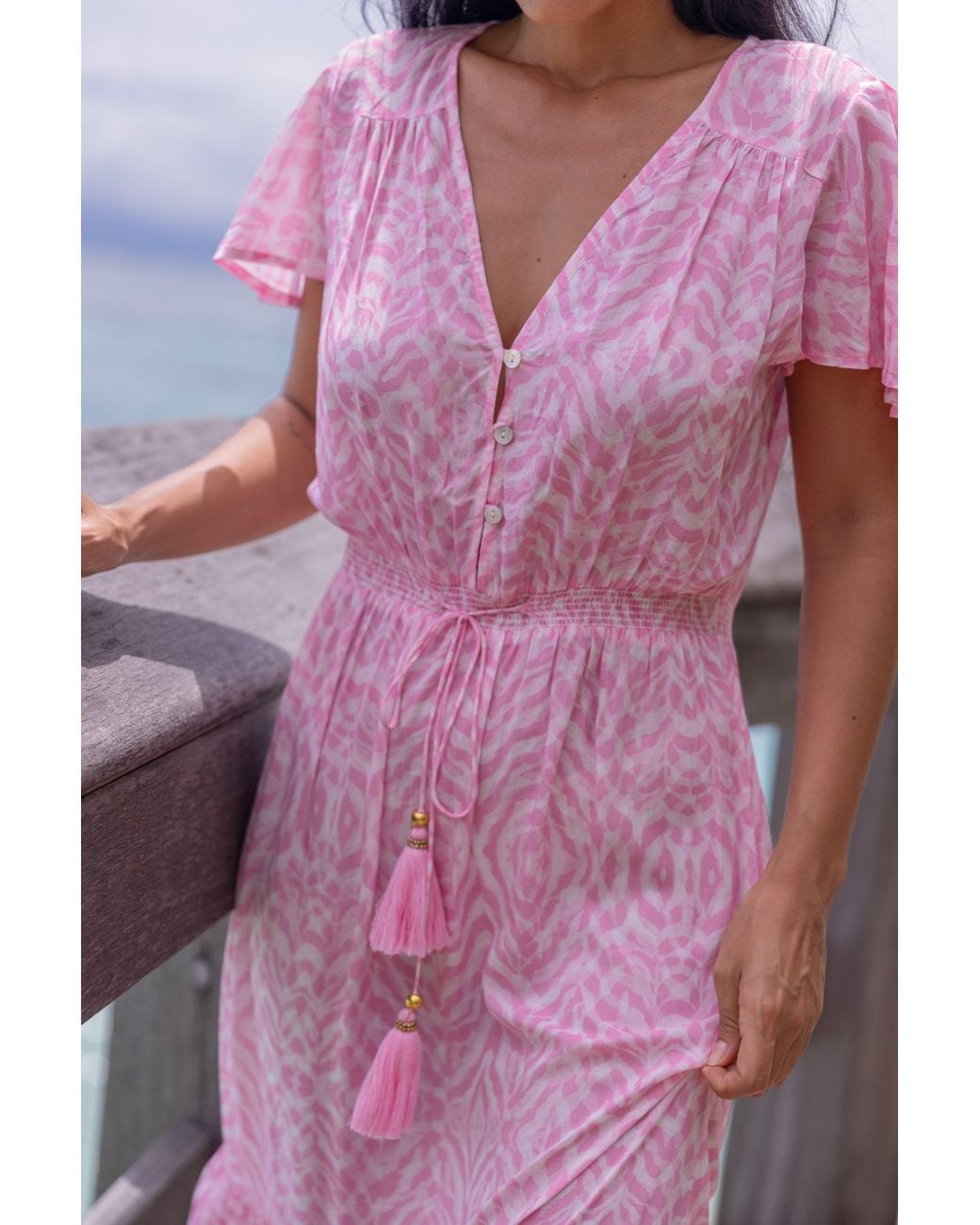 Sophia Alexia Pink Shell Zebra Florence Maxi Dress