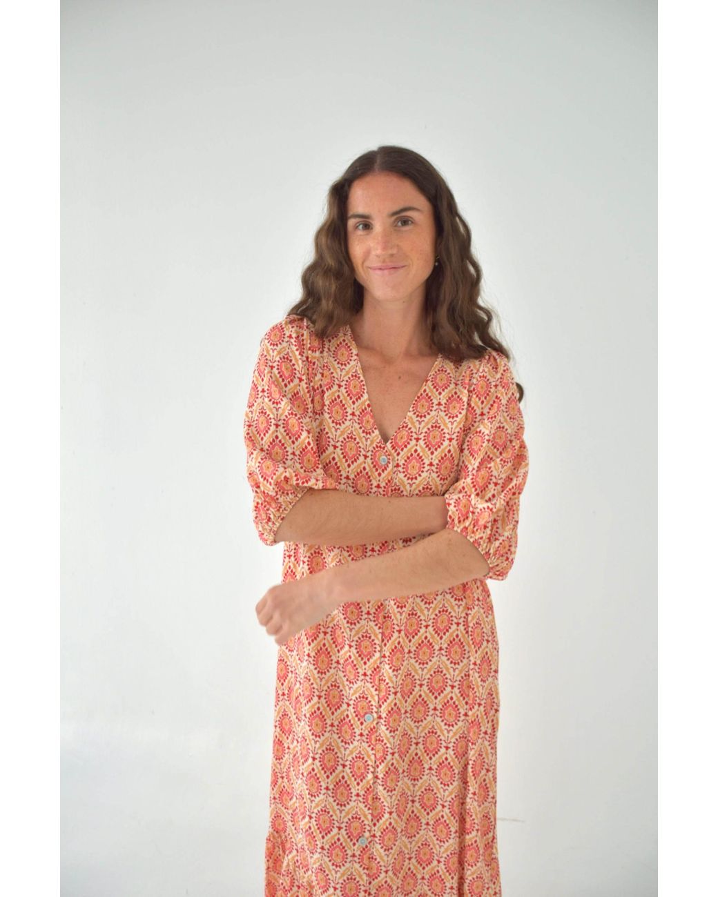 Mind Traveler Orange Mica Burgundy Dress