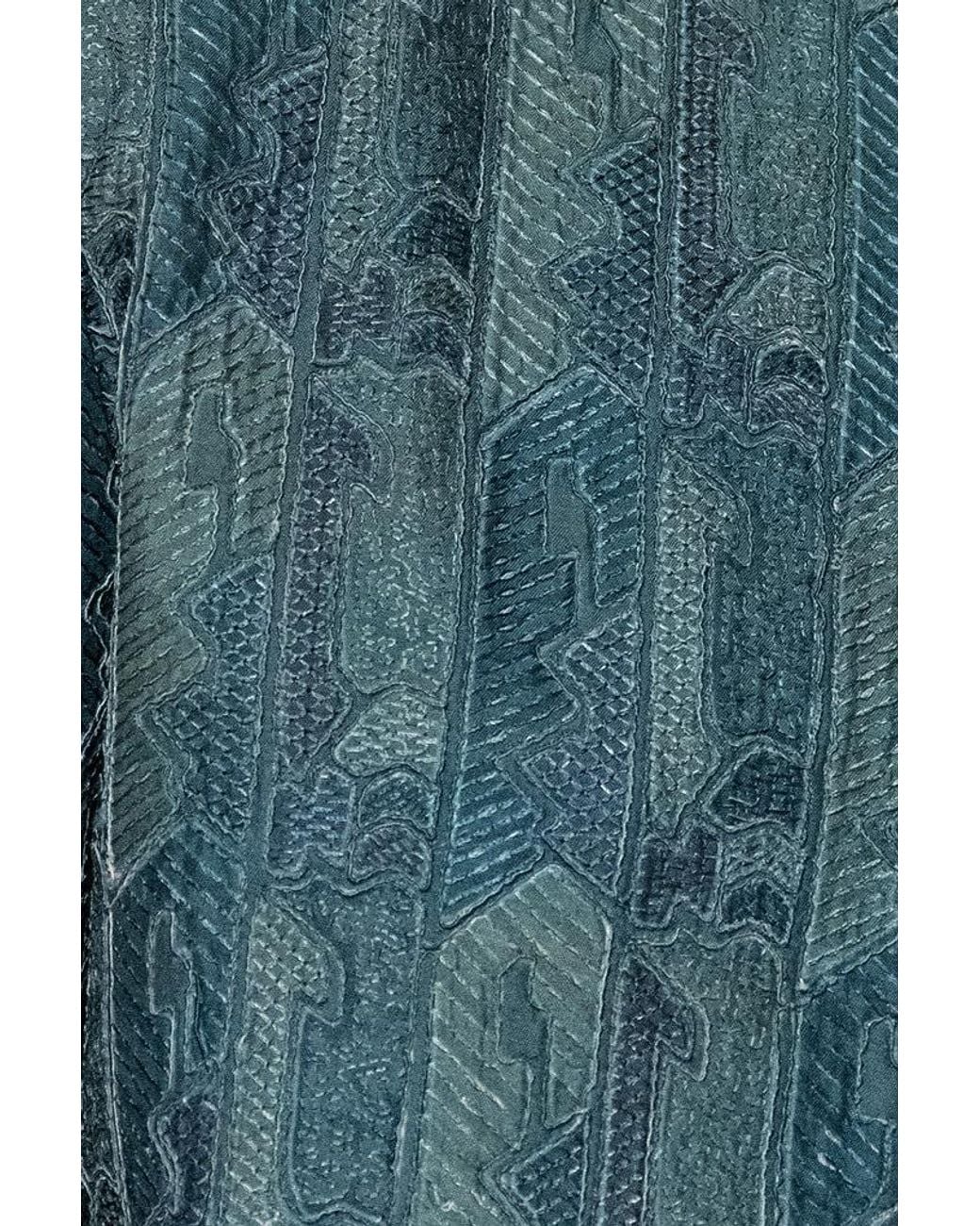Stovaria Blue Layered & Embroidered Pure Silk Statement Jacket