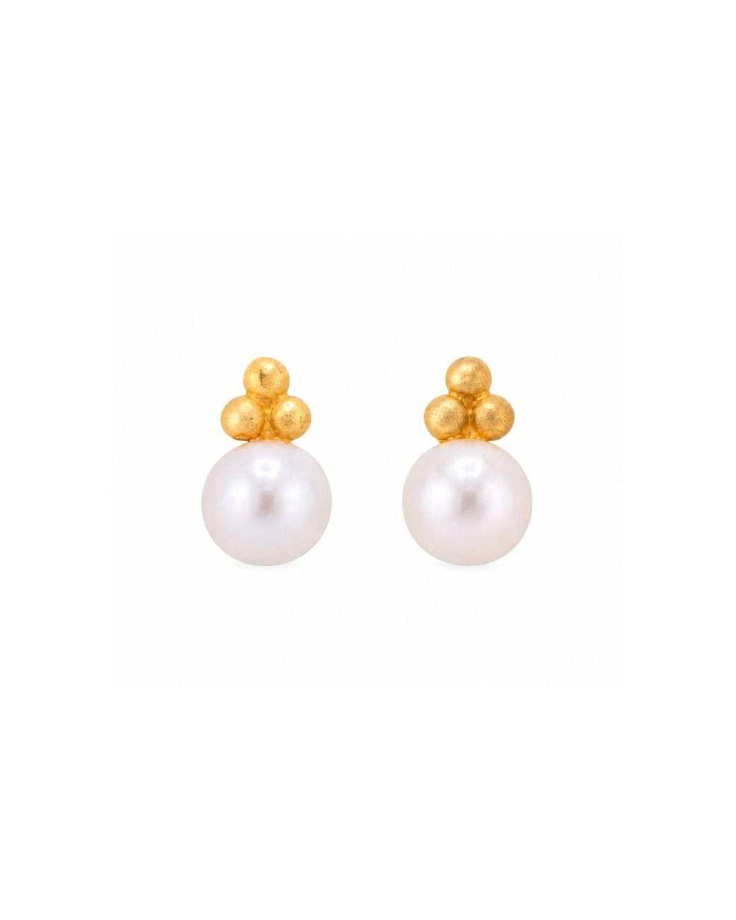 Lalinde Metallic Golden Crown Pearl Studs