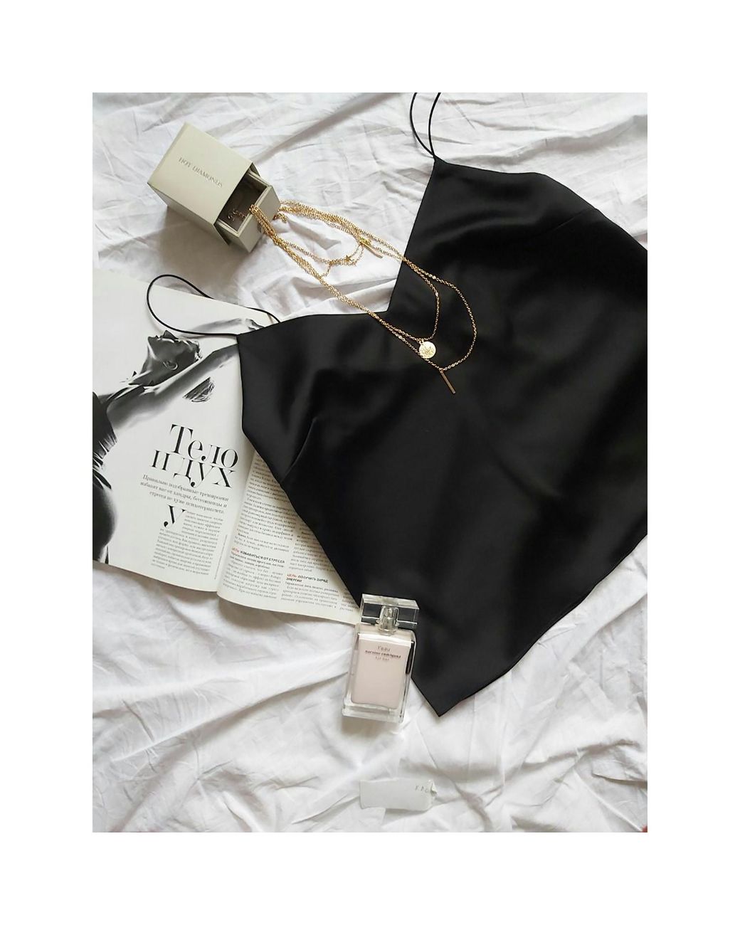 2KStyle Black Irina Satin Effect Spaghetti Straps Camisole