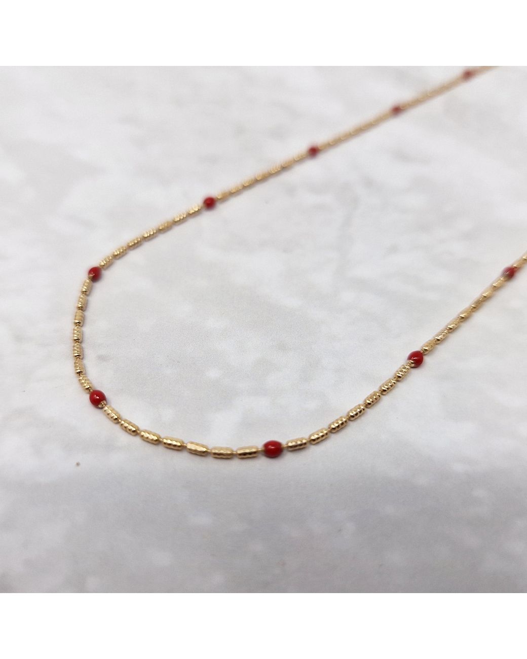 Sophelia Metallic Rouge Beaded Plated Fine Necklace