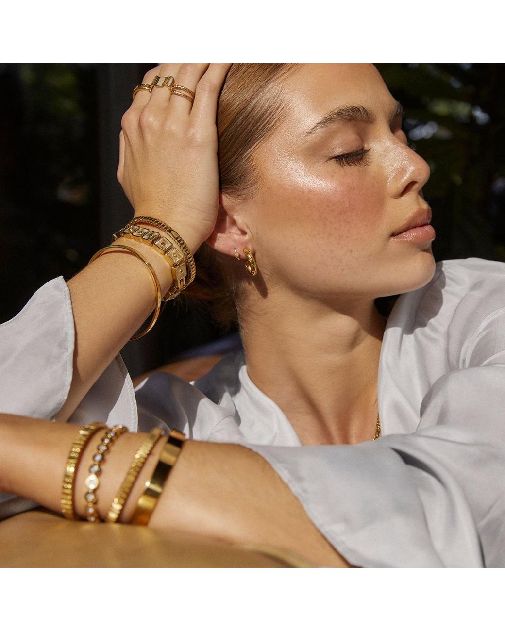 ARMS OF EVE Metallic Zircon Jasper Gold Plated Bracelet
