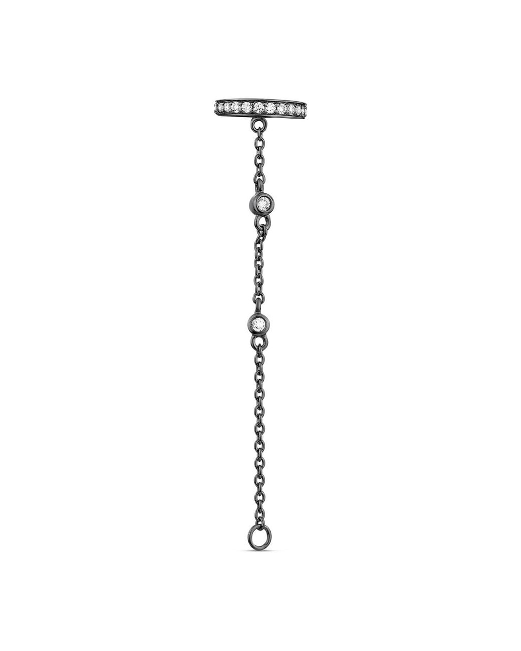 SALLY SKOUFIS Metallic Edge Chain Ear Cuff With Made Diamonds