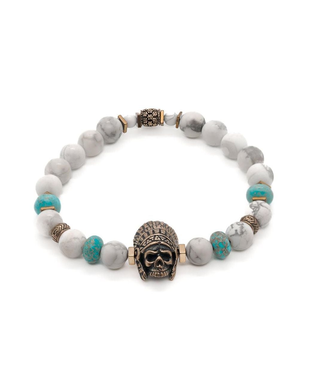 Ebru Jewelry Metallic Spiritual Beaded Indian Bracelet for men