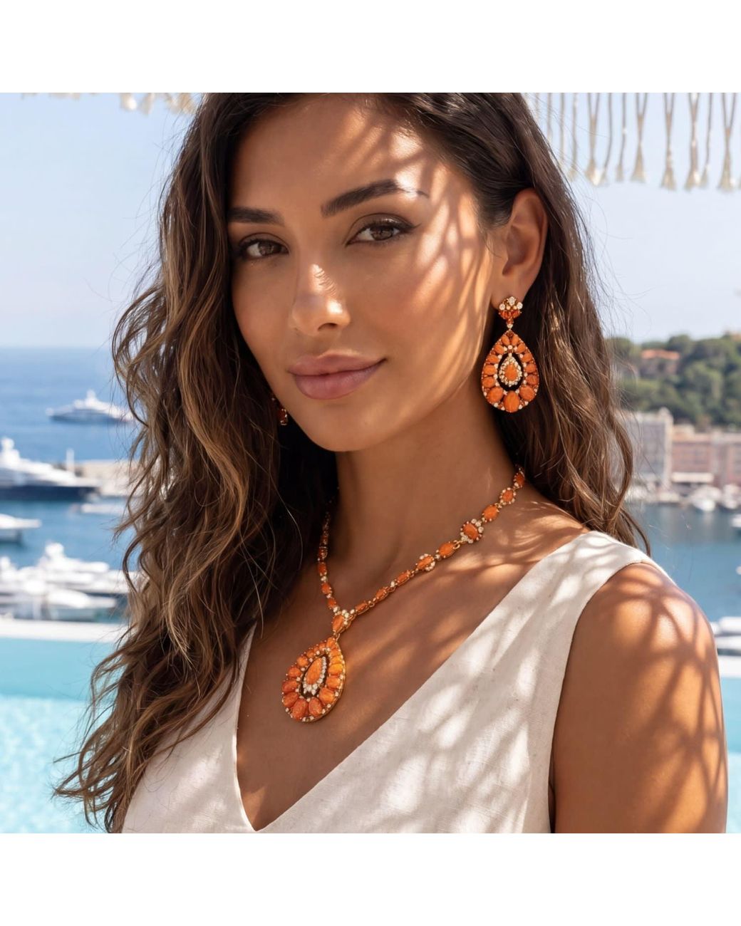 Latelita London Orange Paloma Fire Opal Drop Earrings