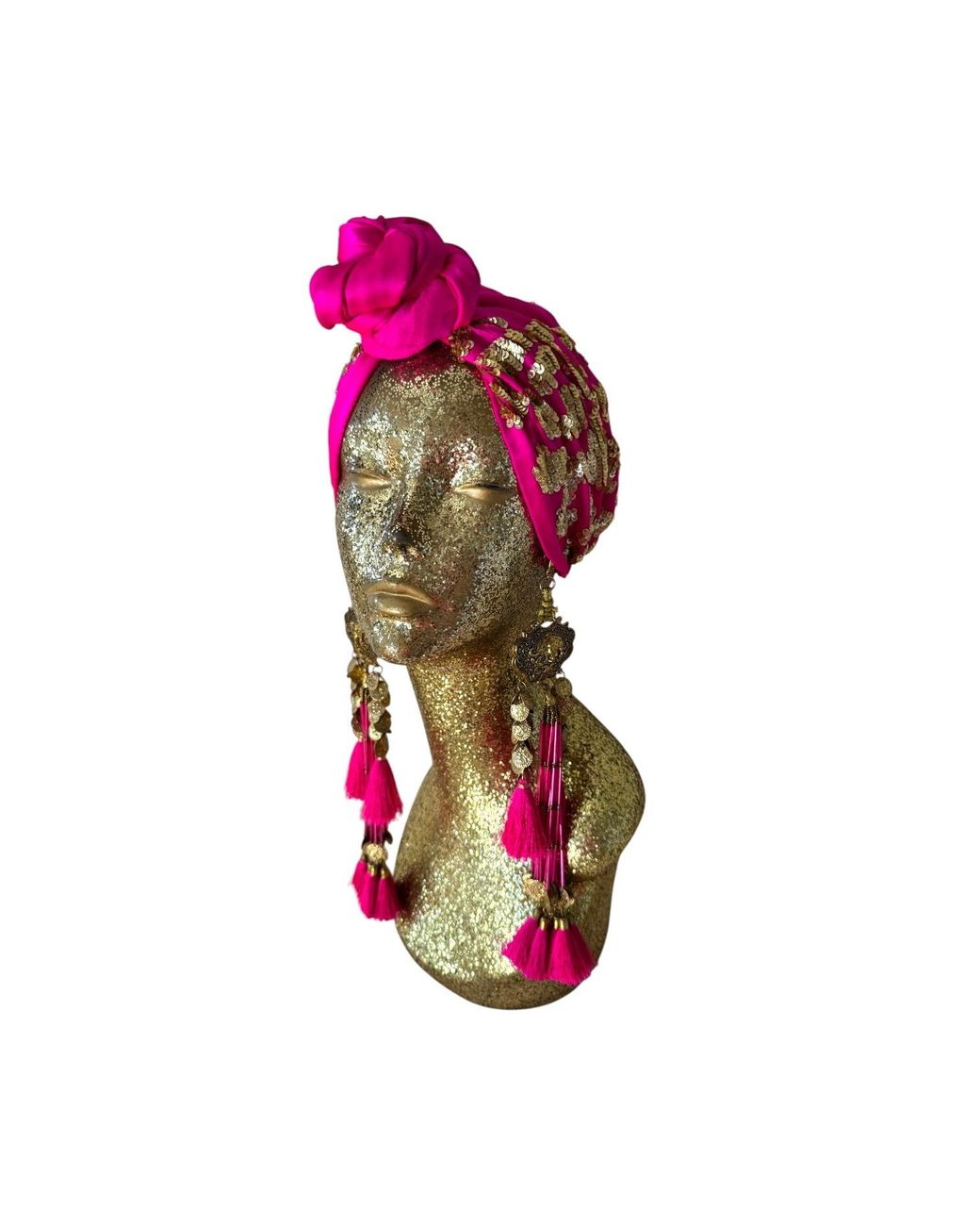Julia Clancey Pink Luxe Edith Hotty Dream Leopard Sequin Turban