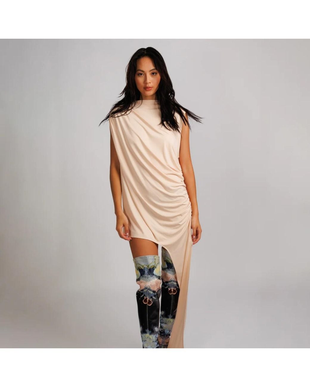 Chuks Collins Natural Neutrals Bri Sleeveless Tan Dress-Top
