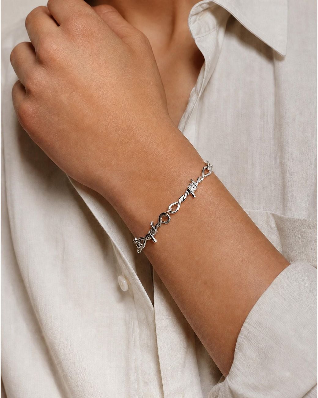 The M Jewelers Metallic The Iced Out Barbwire Bracelet