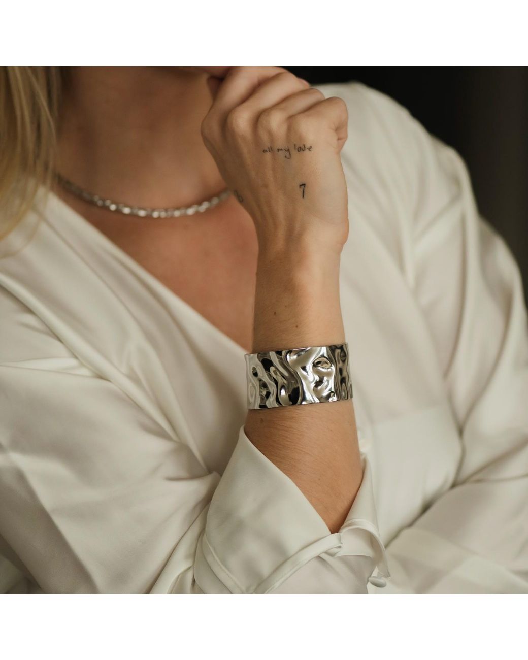 Divine Aria White Statement Bangle Cuff