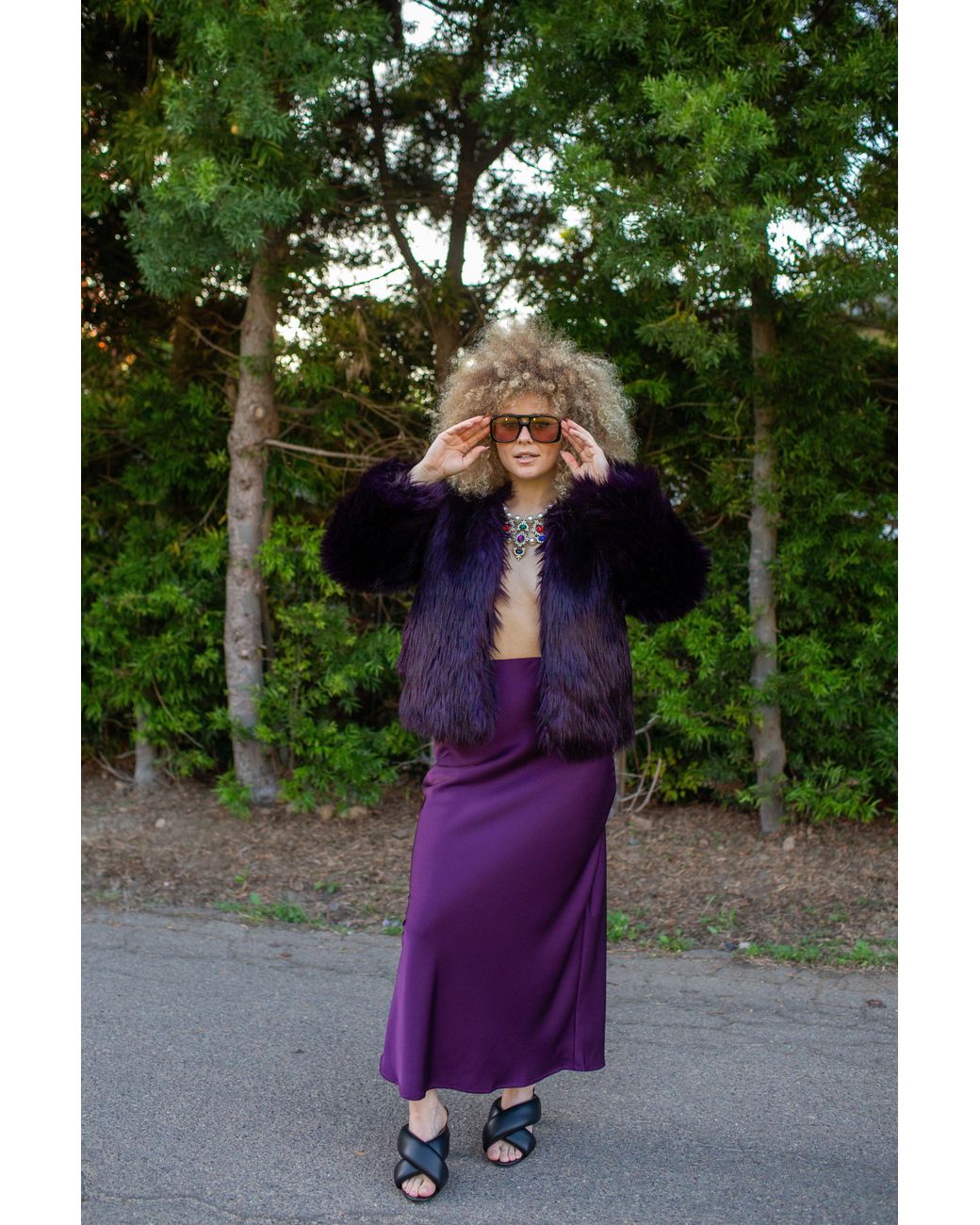 Jennafer Grace Purple Shadow Amethyst Faux Fur Jacket