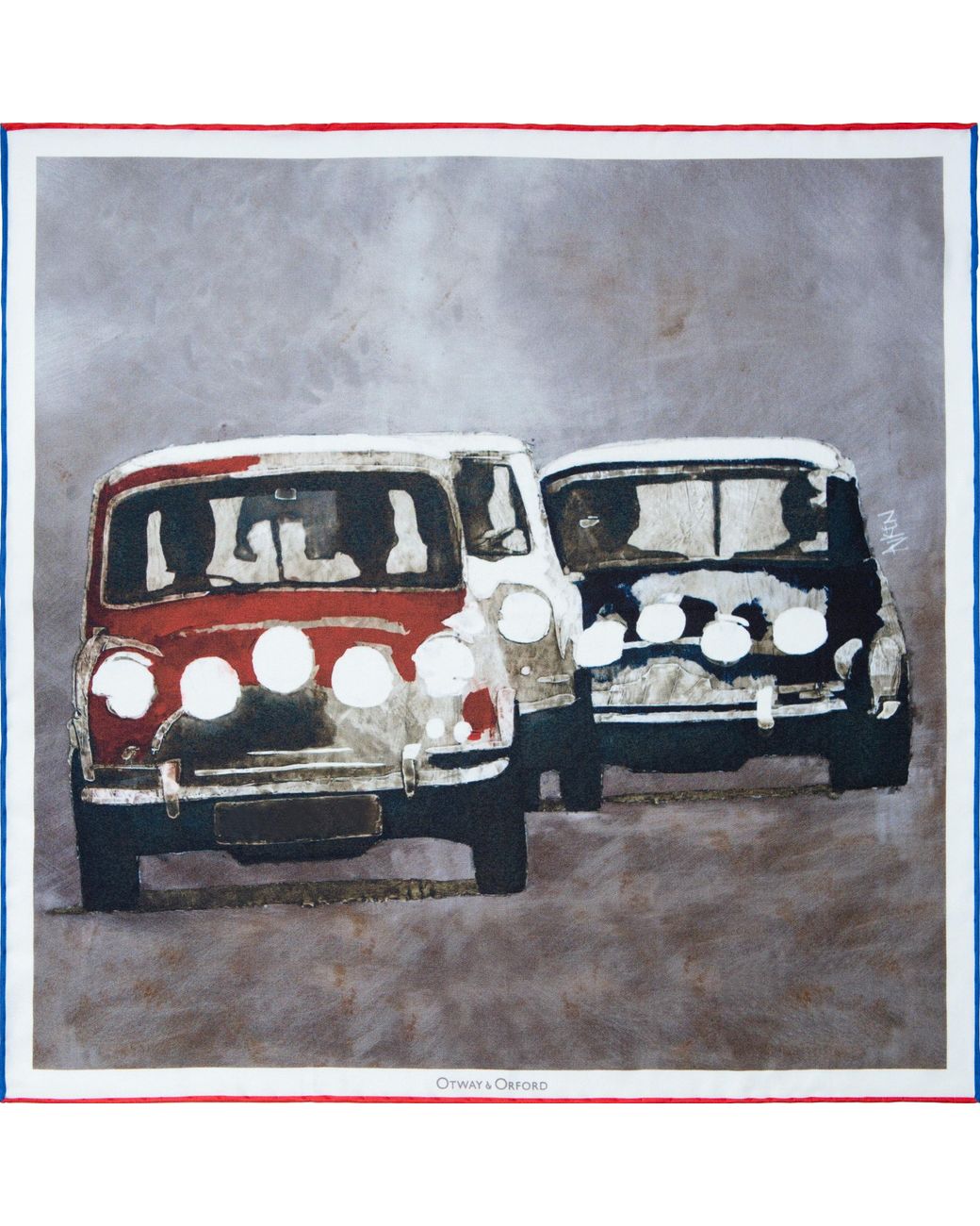 Otway & Orford Gray Put Your Foot Down Classic Cars Silk Pocket Square. Full-Size for men