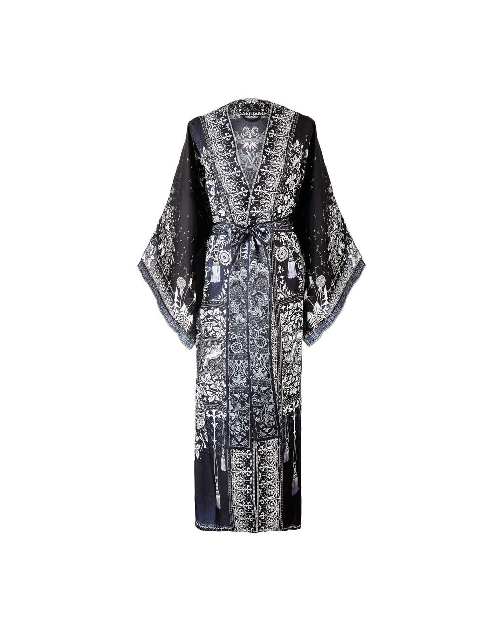 Silk&Soul Black Tree Of Life Silk Robe