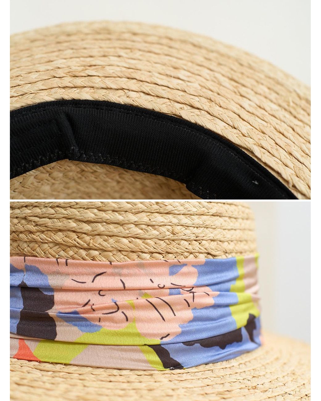 Lost Pattern Yellow Frida's Garden Raffia Hat With Ribbon Band