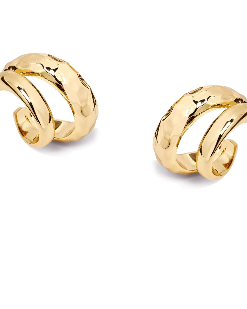 Potoska Metallic Double Claw Hammered Hoop Earrings