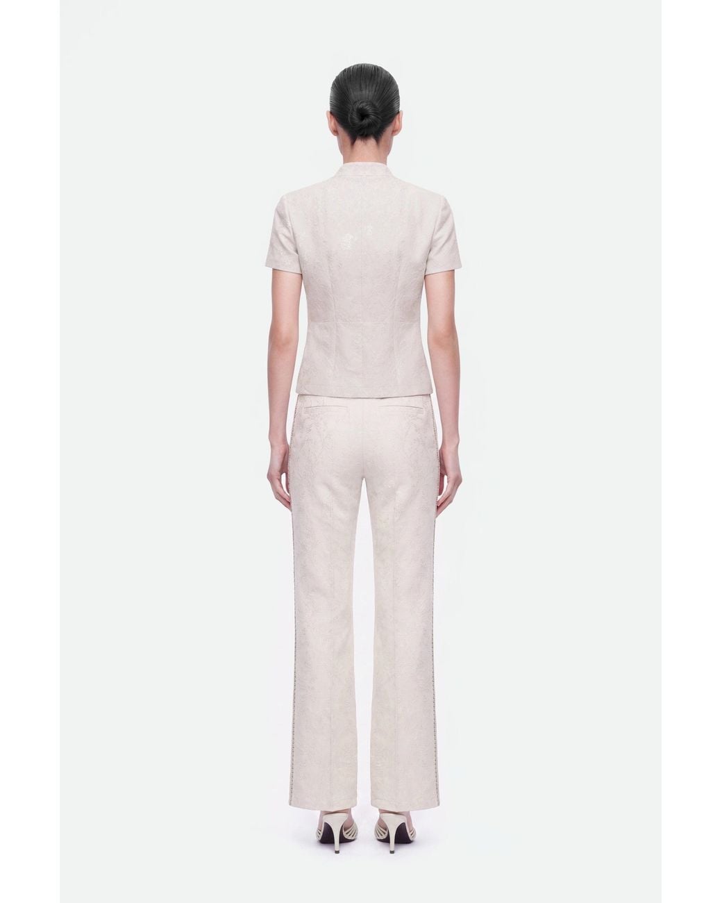 Nocturne Natural Neutrals Textured Mid Rise Trousers